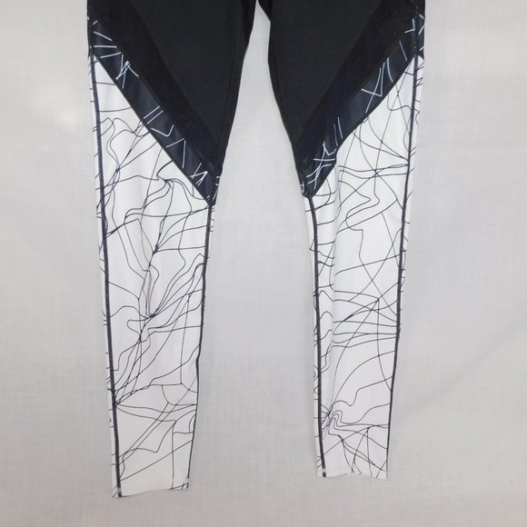 Fabletics Womens L Black White Brogan Mesh Full Length Leggings Workout Athletic - Picture 7 of 12